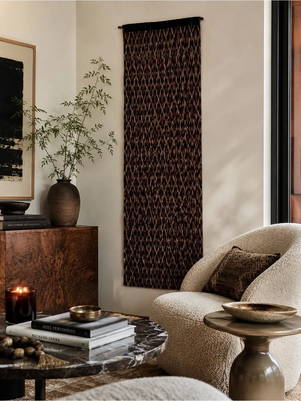 Handwoven Ikat Textile Wall Hanging Luxe Tribal Modern Art Upholstery #0530269